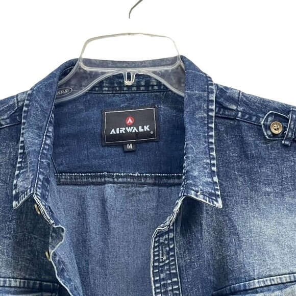 Airwalk Men’s Distressed Denim Button-Down Shirt, Long Sleeve, Size M, Vintage - Picture 2 of 6
